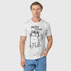 Футболка хлопковая мужская Meow yeah!, цвет: белый — фото 2