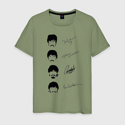 Футболка хлопковая мужская The Beatles автографы, цвет: авокадо