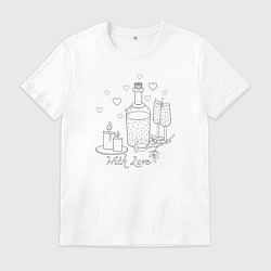Футболка хлопковая мужская Романтическое свидание, цвет: белый