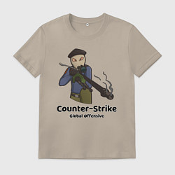 Футболка хлопковая мужская CS GO Снайпер, цвет: миндальный