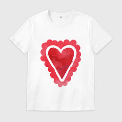 Футболка хлопковая мужская Сердечко, цвет: белый