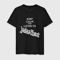 Футболка хлопковая мужская Judas Priest Keep Calm, цвет: черный