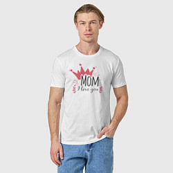 Футболка хлопковая мужская Mom i love you, цвет: белый — фото 2