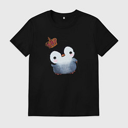 Футболка хлопковая мужская Король пингвинов, цвет: черный