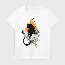 Мужская футболка Cat in flowers