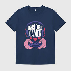 Футболка хлопковая мужская Хардкорный Геймер, цвет: тёмно-синий