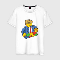 Футболка хлопковая мужская Lego Donald Trump - Президент Дональд Трамп констр, цвет: белый