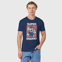 Футболка хлопковая мужская Супер Марио с грибочком, цвет: тёмно-синий — фото 2