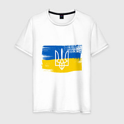 Футболка хлопковая мужская Флаг Украины цвета белый — фото 1