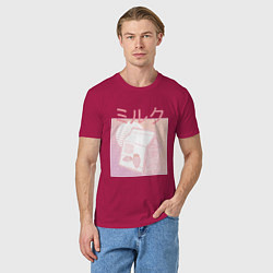Футболка хлопковая мужская Vaporwave Strawberry Milk, цвет: маджента — фото 2