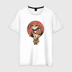 Мужская футболка Кот самурай