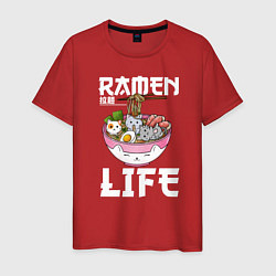 Футболка хлопковая мужская Ramen life, цвет: красный