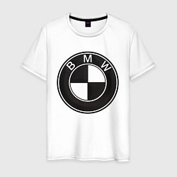 Футболка хлопковая мужская BMW LOGO CARBON, цвет: белый