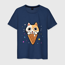 Футболка хлопковая мужская Ice Cream Cat, цвет: тёмно-синий