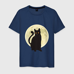 Футболка хлопковая мужская Moon Cat, цвет: тёмно-синий