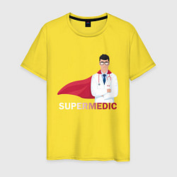 Футболка хлопковая мужская Супер врач Super Doc Z, цвет: желтый