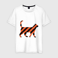 Футболка хлопковая мужская Black-Orange Cat, цвет: белый