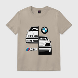Футболка хлопковая мужская BMW M3 E 36 БМВ М3 E 36, цвет: миндальный