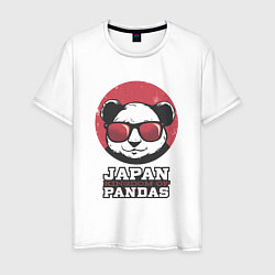 Футболка хлопковая мужская Japan Kingdom of Pandas, цвет: белый