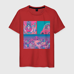 Футболка хлопковая мужская The water world of psychedelic, цвет: красный