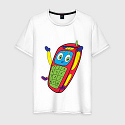 Футболка хлопковая мужская Телефон, цвет: белый