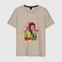 Футболка хлопковая мужская David Bowie Art, цвет: миндальный