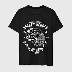 Футболка хлопковая мужская Хоккей PLAY HARD, цвет: черный