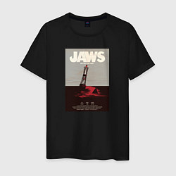 Футболка хлопковая мужская Челюсти Jaws, цвет: черный