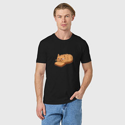 Футболка хлопковая мужская Кот хлеб - Bread Cat, цвет: черный — фото 2
