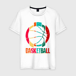 Футболка хлопковая мужская Color Basketball, цвет: белый