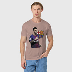 Футболка хлопковая мужская Lionel Messi Barcelona Argentina, цвет: пыльно-розовый — фото 2