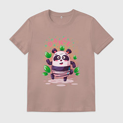 Футболка хлопковая мужская Панда танцует, цвет: пыльно-розовый