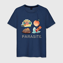 Футболка хлопковая мужская Parasite Food, цвет: тёмно-синий