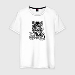 Футболка хлопковая мужская Tiger Тигр, цвет: белый