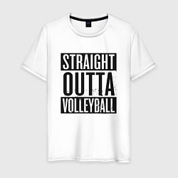 Футболка хлопковая мужская Straight Outta Volleyball, цвет: белый