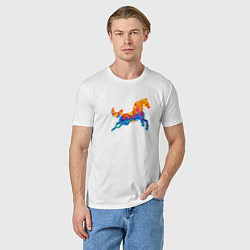Футболка хлопковая мужская Конь цветной, цвет: белый — фото 2