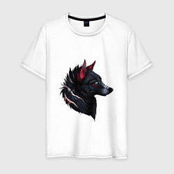 Футболка хлопковая мужская Черный волк, цвет: белый