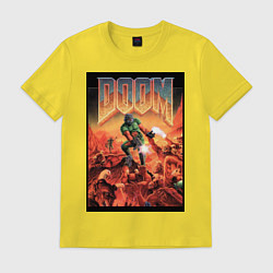 Футболка хлопковая мужская DOOM игра, цвет: желтый