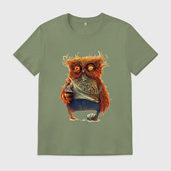 Футболка хлопковая мужская Замученный уставший, цвет: авокадо