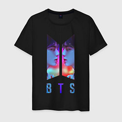 Футболка хлопковая мужская Logo BTS, цвет: черный