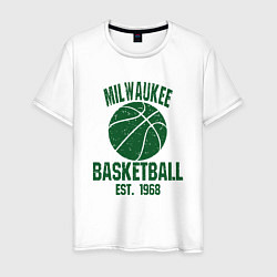 Футболка хлопковая мужская Milwaukee Basket, цвет: белый