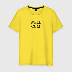 Футболка хлопковая мужская Well cum прикол угар, цвет: желтый