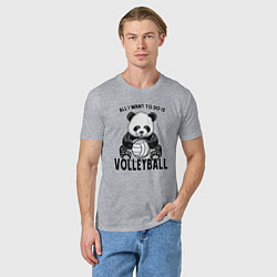 Футболка хлопковая мужская Volleyball Panda, цвет: меланж — фото 2