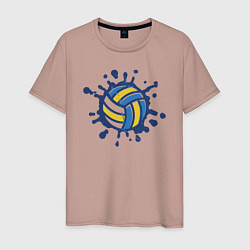 Футболка хлопковая мужская Волейбольный мяч, цвет: пыльно-розовый