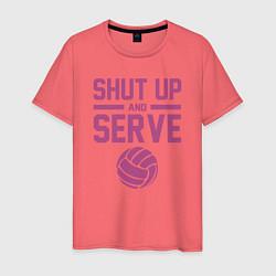 Футболка хлопковая мужская Shut Up And Serve, цвет: коралловый