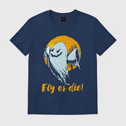 Футболка хлопковая мужская Fly or die!, цвет: тёмно-синий