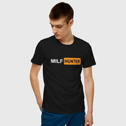 Футболка хлопковая мужская MILF HUNTER МИЛФ ОХОТНИК, цвет: черный — фото 2