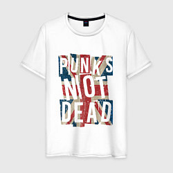 Футболка хлопковая мужская Punks not dead, цвет: белый