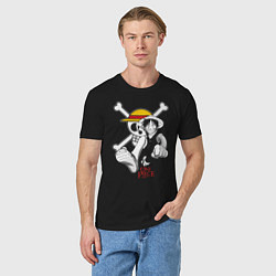 Футболка хлопковая мужская Луффи пират Соломенной Шляпы One Piece, цвет: черный — фото 2
