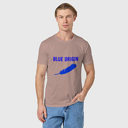 Футболка хлопковая мужская Blue Origin logo перо, цвет: пыльно-розовый — фото 2